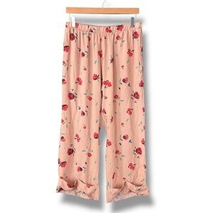 Saltwater Luxe Blush Pink Floral Straight Leg Cropped Lounge Pants Size Medium